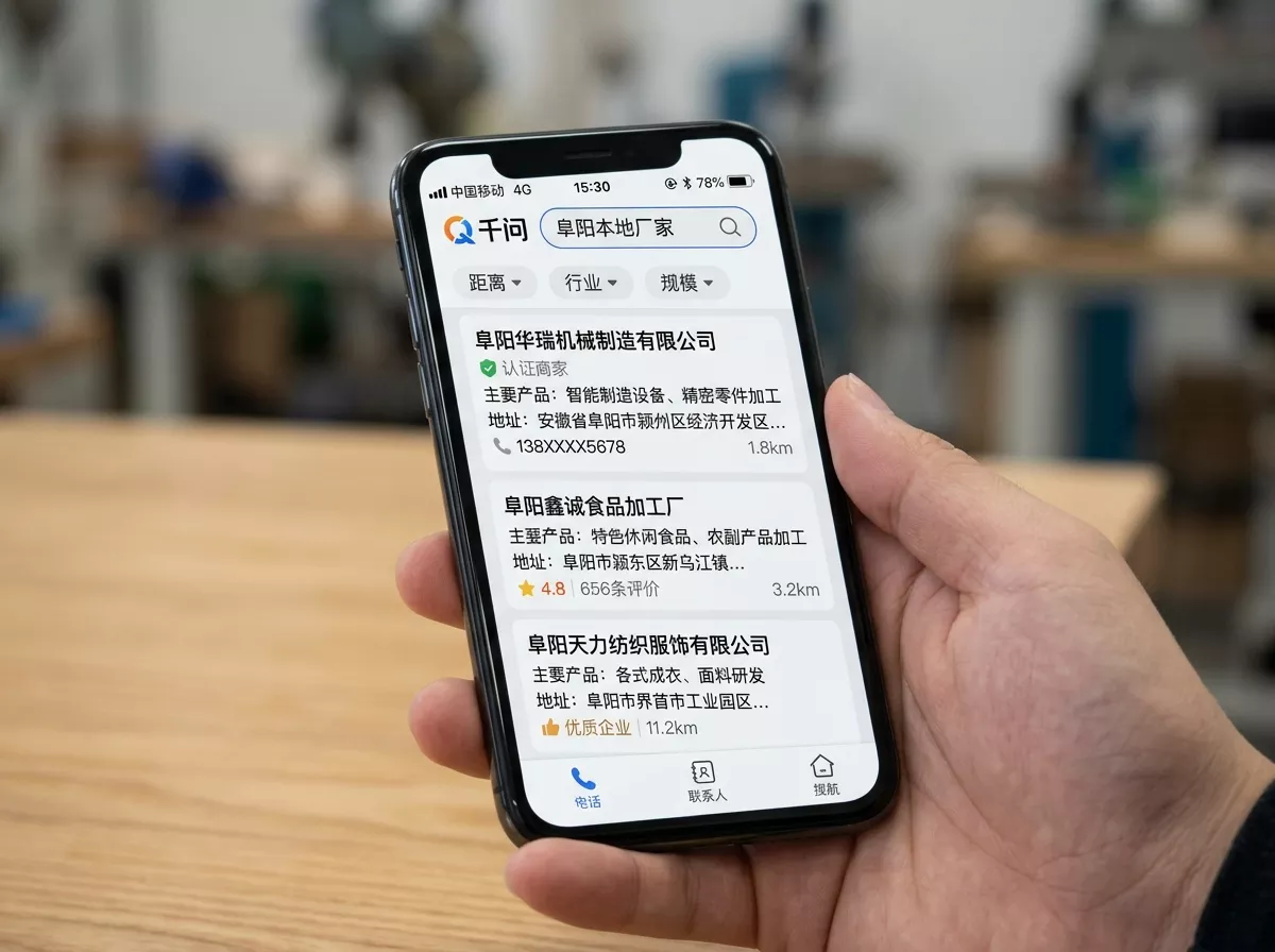 千问搜索阜阳厂家结果展示.webp