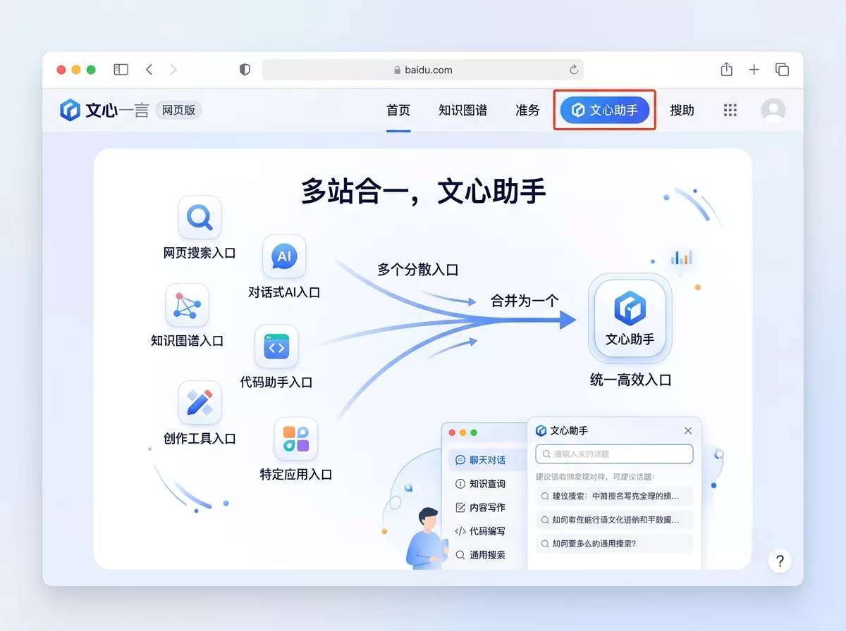 百度文心一言多入口合并统一为文心助手界面截图.webp