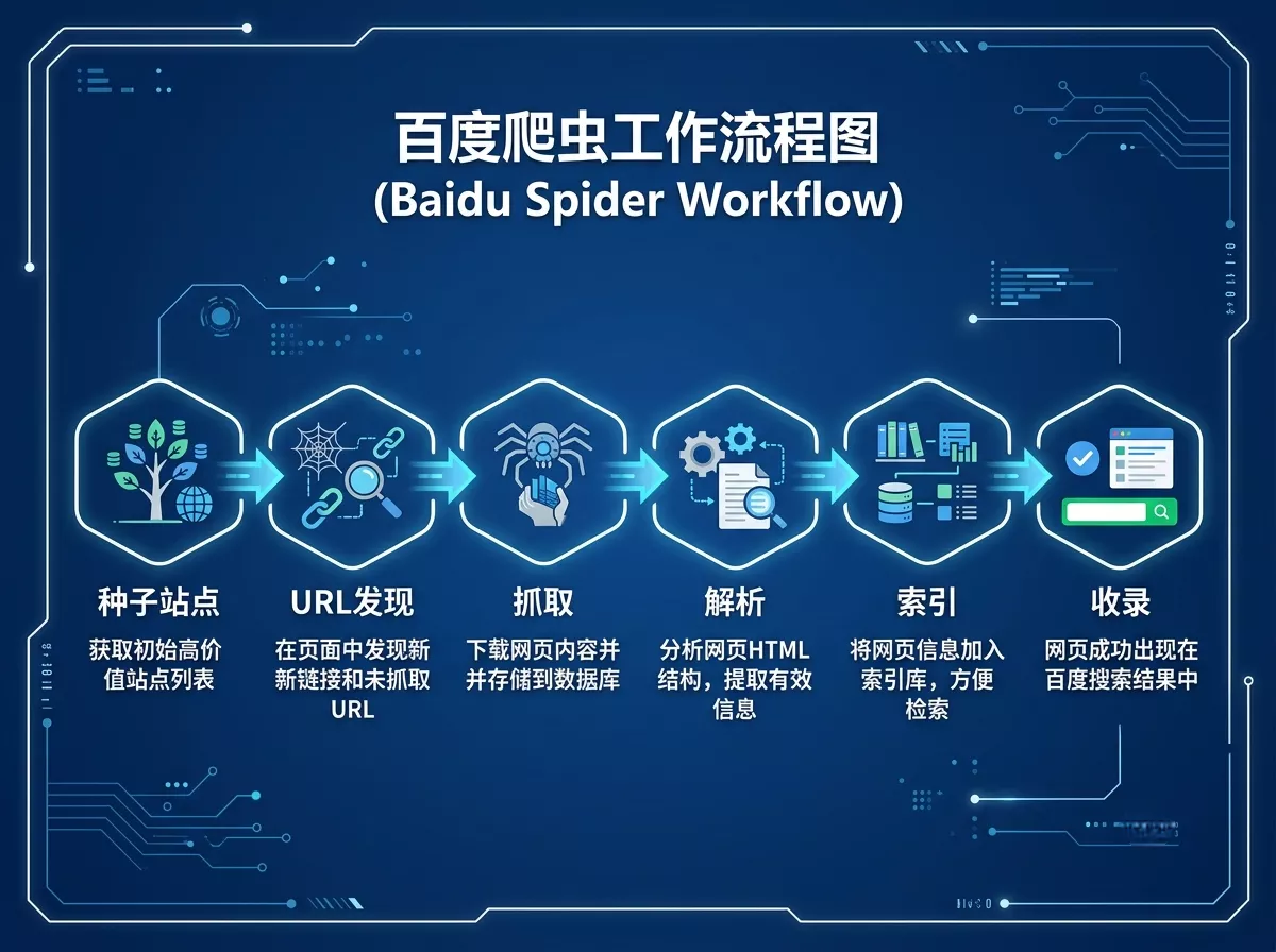 百度Baiduspider爬虫工作原理流程图.webp 百度Baiduspider爬虫工作原理流程图.webp