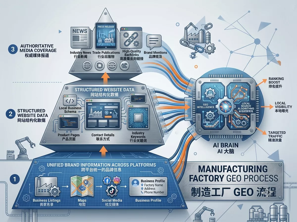 阜阳工厂GEO优化三层架构示意图-多源一致性方法论.webp 阜阳工厂GEO优化三层架构示意图-多源一致性方法论.webp